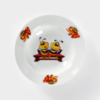 Тарелка глубокая фарфоровая &laquo;Пчёлы&raquo;, 250 мл, d=20 см, рисунок микс, цвет белый