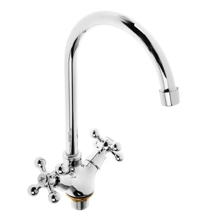 Cмеситель для кухни Accoona A4971, двухвентильный, с гайкой, латунь, хром