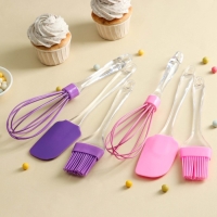 Набор для выпечки Доляна &laquo;Лёд. Макси&raquo;, 3 предмета: лопатка 24 см, кисть 22 см, венчик 26 см, цвет МИКС