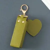 Брелок кожзам с карабином, с зеркалом "Для помады" зелёный 9,2х3х3,5 см