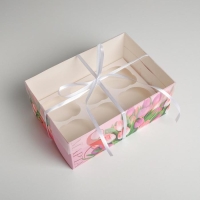 Коробка для капкейков, кондитерская упаковка, 6 ячеек &laquo;С 8 Марта&raquo;, 23 х 16 х 10 см