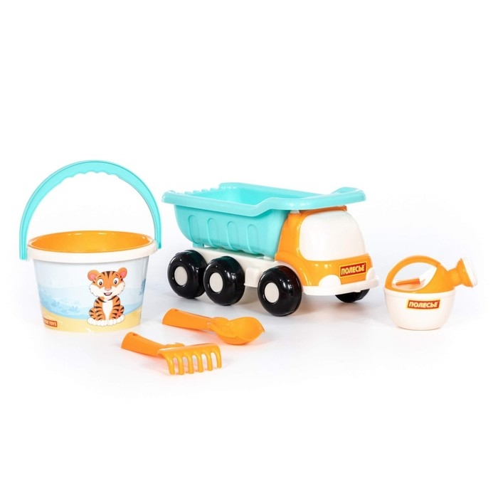 Песочный набор №640 &laquo;Кеша&raquo; сафари: самосвал, ведро, ситечко, совок, грабельки, лейка, цвета МИКС
