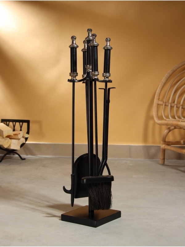 Каминный набор "Огонёк" сталь, 4 предмета, 15х15х64 см