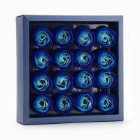 Набор мыльных роз в коробке 16 штук, бирюзово-белые