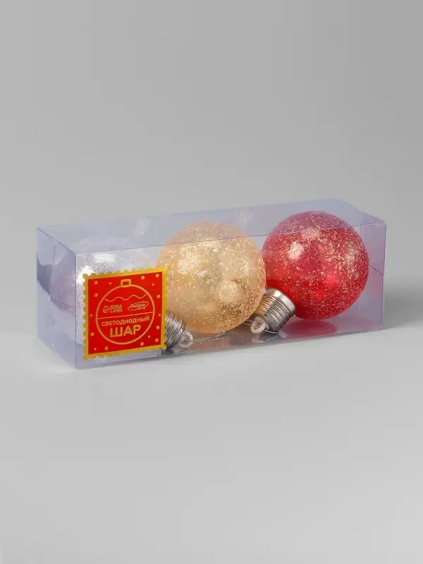 Набор елочных шаров "Ледяное сияние" 8 см, 1 LED, LR44x3 (в компл.), Т/БЕЛЫЙ