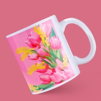 Кружка керамическая &laquo;8 марта&raquo; тюльпаны, 320 мл, цвет розовый