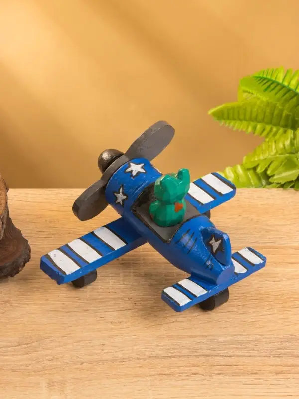 Сувенир интерьерный "Лягушка на самолёте" 15х13х8 см, дерево