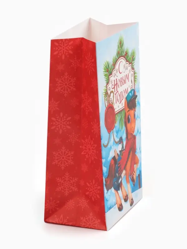 Пакет без ручек  &laquo;С Новым годом&raquo;, конь,  10 &times; 19,5 &times; 7 см