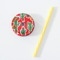 Банка стеклянная с крышкой и трубочкой Доляна &laquo;Лама&raquo;, 450 мл, 10&times;7,5&times;13 см