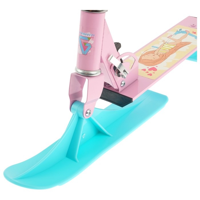 Самокат-снегокат 2 в 1 GRAFFITI &laquo;Красотка&raquo;, цвет розовый