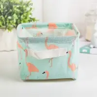 Корзина для хранения с ручками &laquo;Фламинго&raquo;, 20.2&times;17&times;13 см, голубая