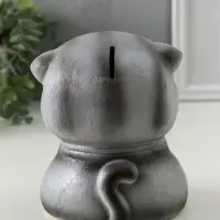Копилка "Кот Дзен" серый, 16х14х14,5 см