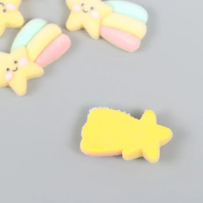 Декор для творчества бархатное напыление "Звезда-смайл с радугой" 0,6х1,8х2,5 см