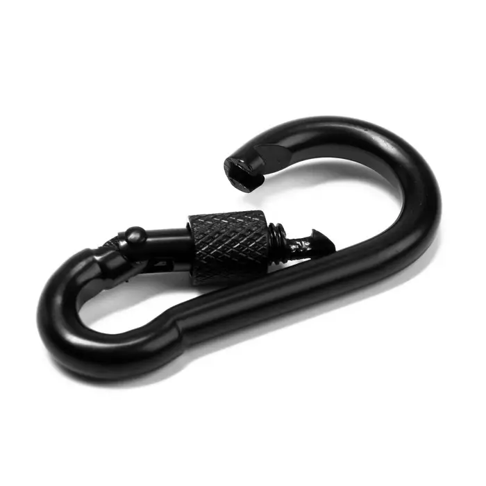 Карабин монтажный с фиксатором ТУНДРА krep, DIN5299D, 6&times;60 мм, черный, 1 шт.