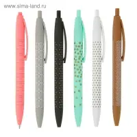 Ручка шариковая, автоматическая 0.5 мм, синяя, корпус прорезиненный, МИКС