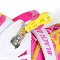 Коньки раздвижные BlackAqua, р. 35-38, для фитнеса, с роликовой платформой, цвет фуксия