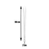 Лента для бейджа ширина-20 мм, длина-90см с металлическим карабином, белая