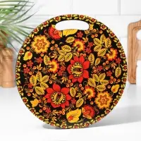 Доска разделочная сувенирная &laquo;Хохломская роспись&raquo;, 25,5 см, круглая