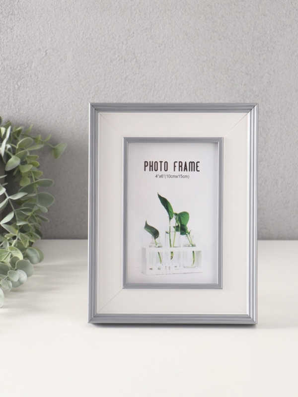 Фоторамка пластик 10х15 см "Романтизм" серая 16,5х21,4 см