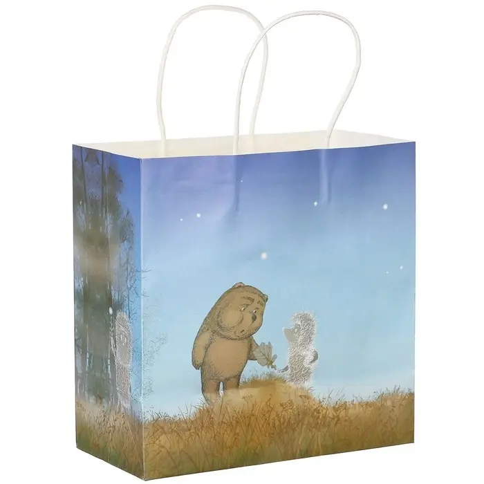 Пакет подарочный, 22х22х11 см, крафт, упаковка, Ёжик в тумане
