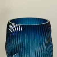 Ваза стекло настольная "Ванесса" волны, 24х12 см, синий