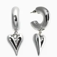 Серьги "Новый стиль", сердечки, цвет серебро d2,5см