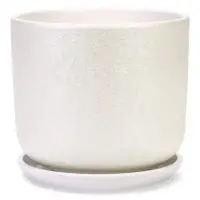 Горшок цветочный с поддоном 5,4 л, d22/h19 см белый керамика, "Перл" (М)