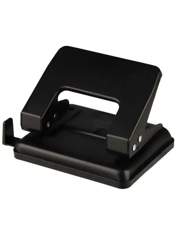 Дырокол 20л метал OfficeSpace,линейка, черный