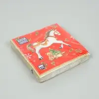 Салфетки бумажные трёхслойные &laquo;Новогодняя лошадка. Красный фон&raquo;, 33х33, 20шт