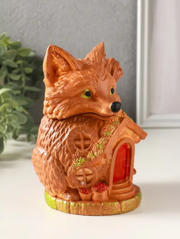 Шкатулка для украшений с крышкой &laquo;Лисичка Теремок&raquo;, 15&times;10 см, гипс, рыжий