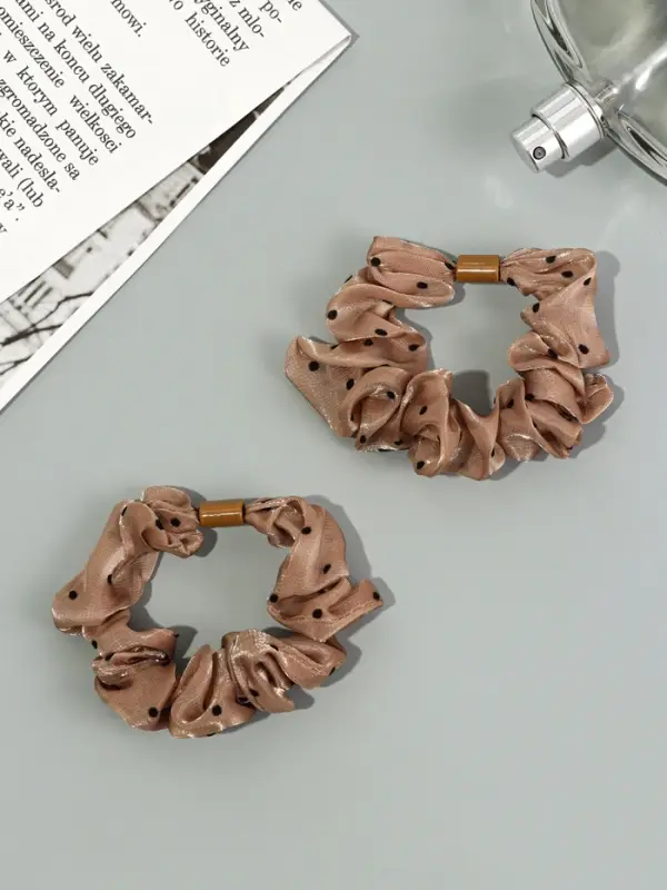 Резинка для волос "Летиция" (набор 2 шт) 7 см, коричневый