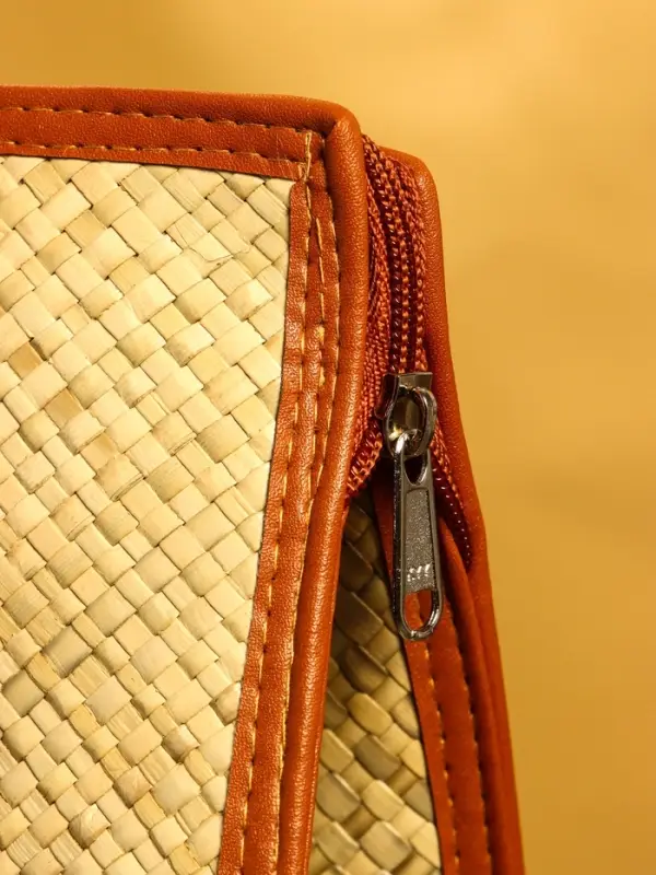 Сумка плетёная на молнии из пандана 41х16х50 см, светло-коричневый