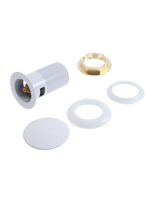 Донный клапан ZEIN engr, большая кнопка, без перелива, нержавеющая сталь, белый