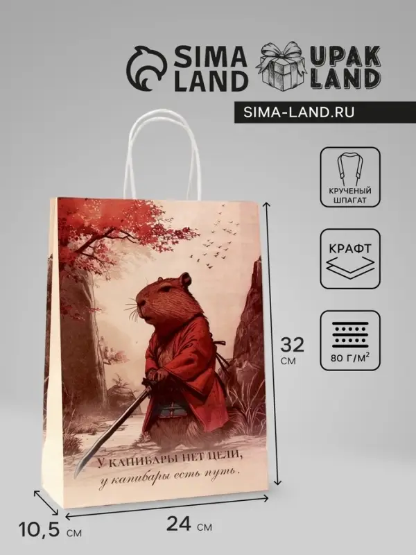 Пакет подарочный бумажный, &laquo;Самурай&raquo;, 24&times;10.5&times;32 см