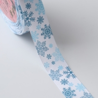 Новый год! Лента репсовая &laquo;Объёмные снежинки&raquo;, 25 мм, 23 &plusmn; 1 м, цвет белый №1001