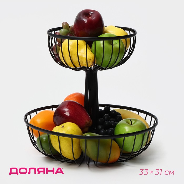 Фруктовница Доляна &laquo;Эстетика&raquo;, 33&times;33&times;30,5 см, цвет чёрный
