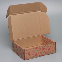 Коробка новогодняя складная &laquo;С новым годом&raquo;, бурый, 27 х 21 х 9 см, Новый год