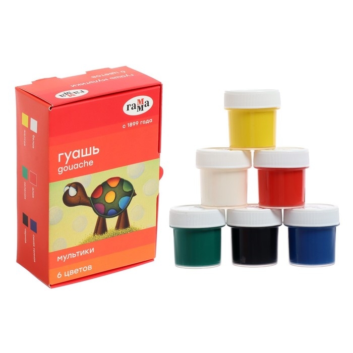Гуашь 6 цветов &times; 20 мл &laquo;Гамма. Мультики&raquo;
