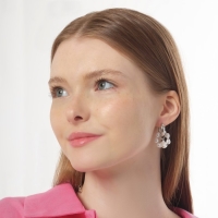 Серьги со съёмным элементом &laquo;Трансформер&raquo; птица, цвет белый в серебре