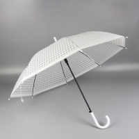 Зонт - трость полуавтоматический, 8 спиц, R = 51/58 см, D = 116 см, цвет белый