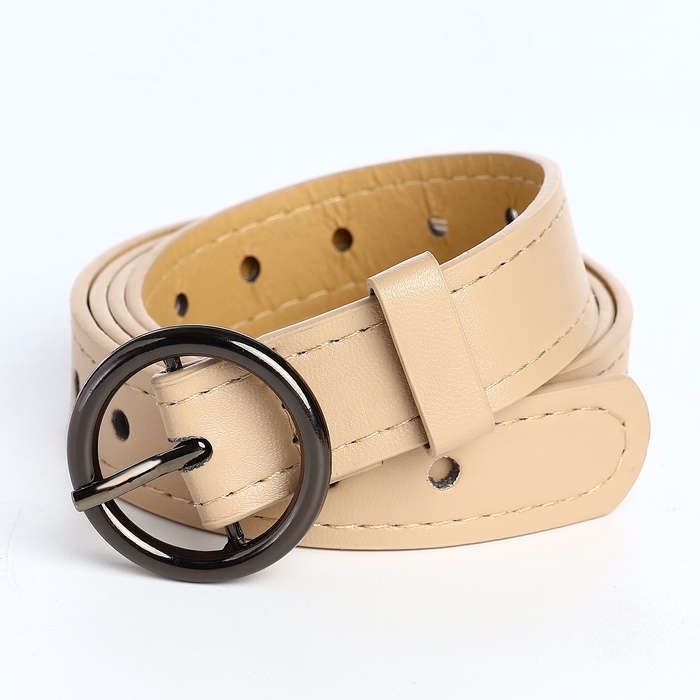 Ремень жен 03-01-03-01 Июнь13, 1,6*0,3*110 см, Люверсы, пряжка т-металл, 1 прокол, бежевый   1067008