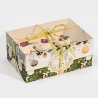 Коробка для капкейка &laquo;Бело-золотой&raquo;, 23 х 16 х 10 см, Новый год