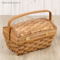 Сундук &laquo;Бантик&raquo;, с ручкой, тонированный натуральный, 27&times;16&times;14,5/20,5 см, шпон