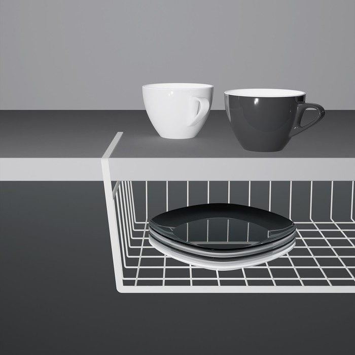 Корзина сетчатая навесная на полку Доляна, 40&times;25,5&times;14 см, цвет белый