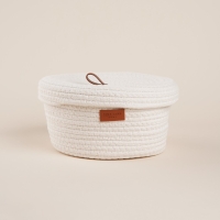 Корзина для хранения SL Home &laquo;Бэлл&raquo;, плетёная ручной работы, большая, 32&times;32&times;16 см, цвет белый