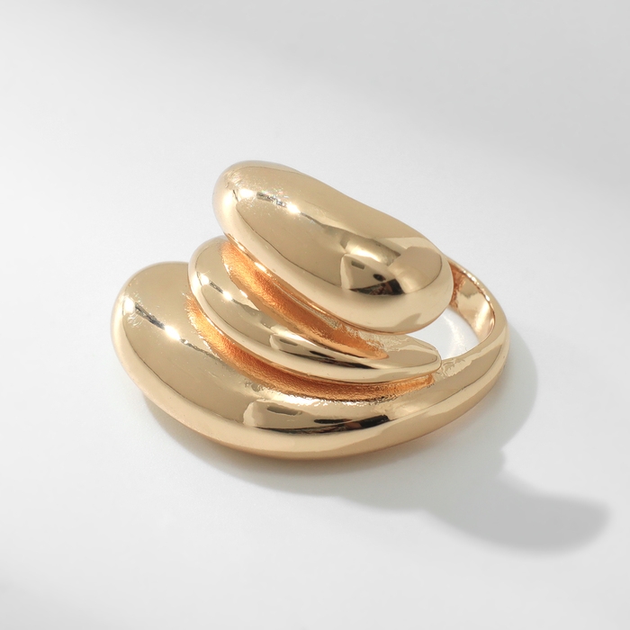 Кольцо металл &laquo;Тренд&raquo; тройная волна, цвет золото, размер 16