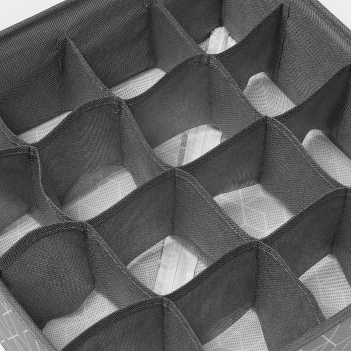 Органайзер для хранения белья Доляна &laquo;Фора&raquo;, 16 ячеек, 32&times;32&times;12 см, цвет серый