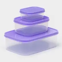 Набор контейнеров пищевых прямоугольных Доляна, 3 шт: 150 мл, 500 мл, 1,2 л, цвет сиреневый