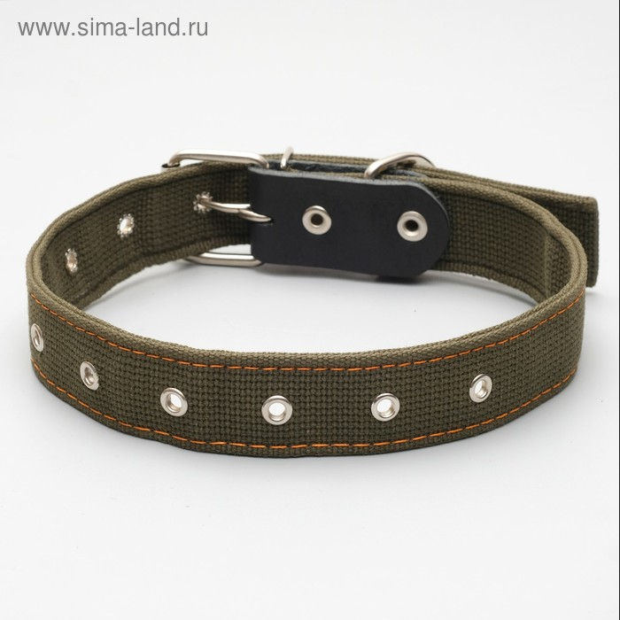 Ошейник брезентовый безразмерный двухслойный, 72 х 3,5 см, ОШ 45-60 см, хаки