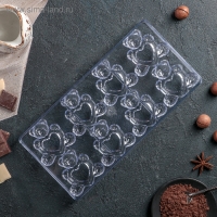 Форма конфет и шоколада &laquo;Влюблённые мишки&raquo;, 28&times;14 см, 8 ячеек, цвет прозрачный